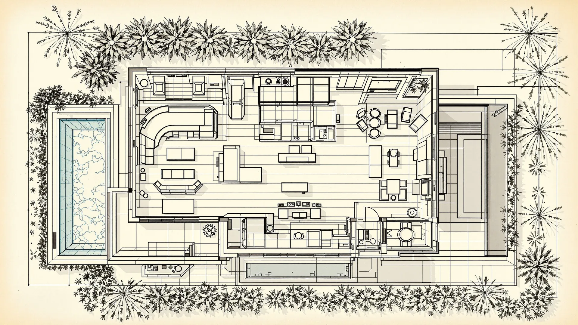 Hand-drawn floor plan