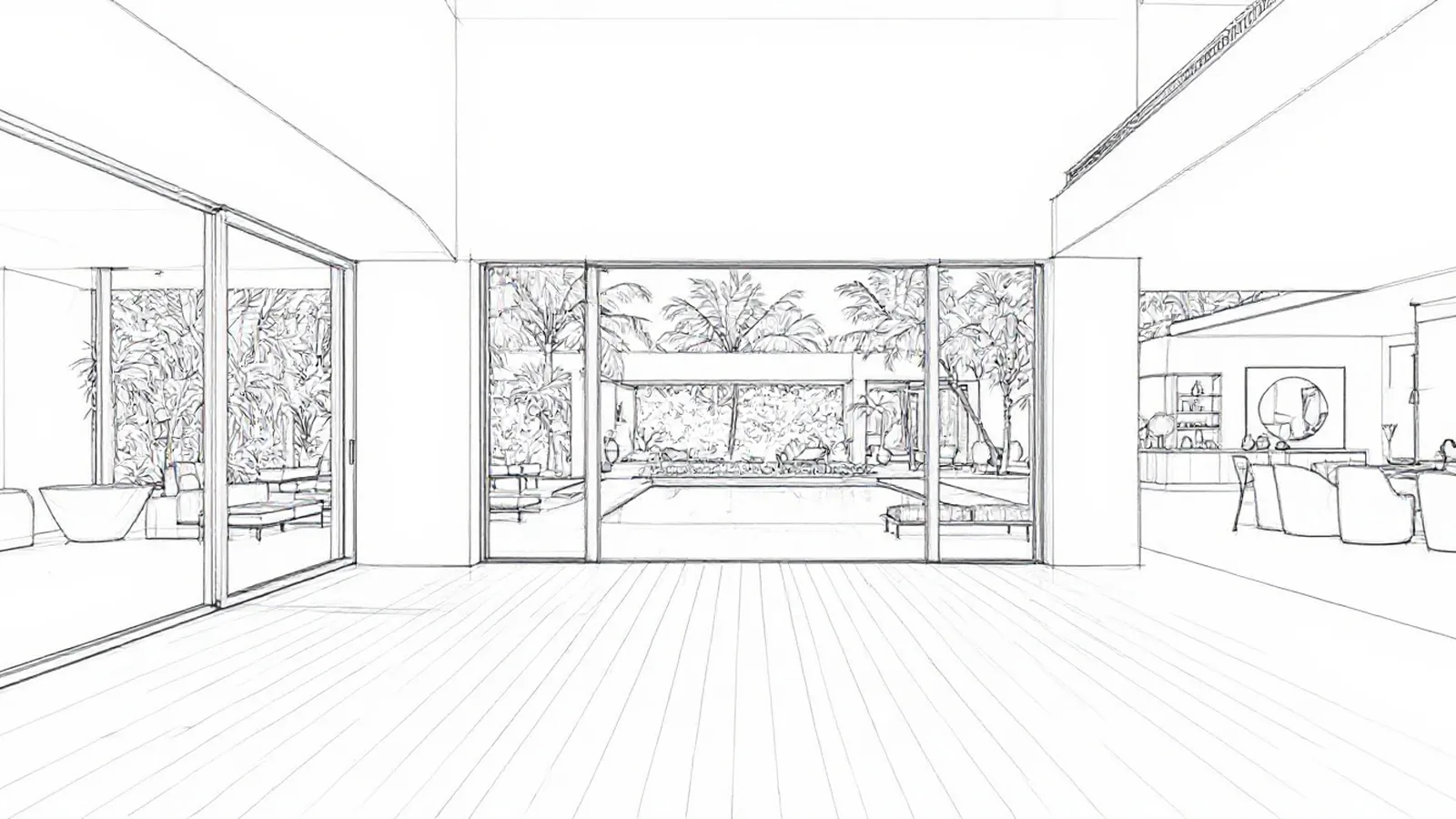 Pencil perspective sketch